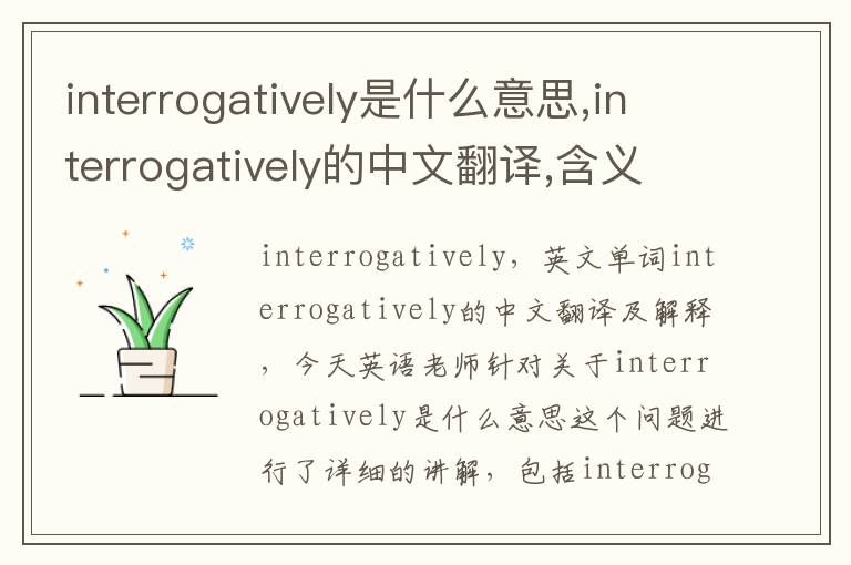 interrogatively是什么意思,interrogatively的中文翻译,含义,读音发音,用法,造句,参考例句