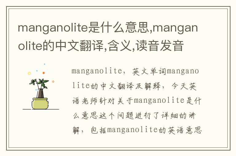 manganolite是什么意思,manganolite的中文翻译,含义,读音发音,用法,造句,参考例句