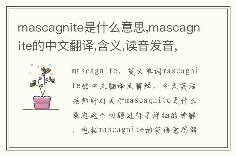 mascagnite是什么意思,mascagnite的中文翻译,含义,读音发音,用法,造句,参考例句