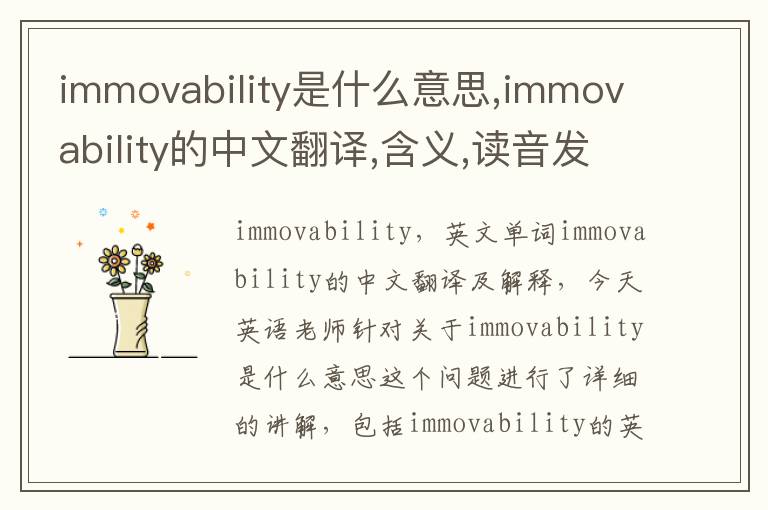 immovability是什么意思,immovability的中文翻译,含义,读音发音,用法,造句,参考例句