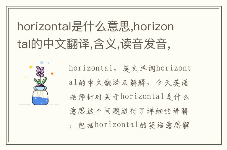 horizontal是什么意思,horizontal的中文翻译,含义,读音发音,用法,造句,参考例句