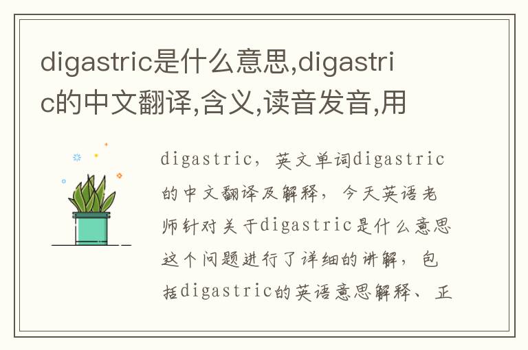 digastric是什么意思,digastric的中文翻译,含义,读音发音,用法,造句,参考例句