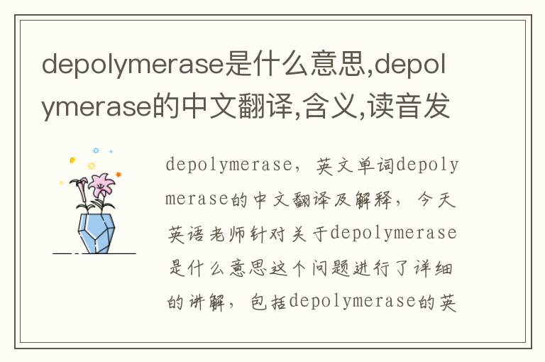 depolymerase是什么意思,depolymerase的中文翻译,含义,读音发音,用法,造句,参考例句