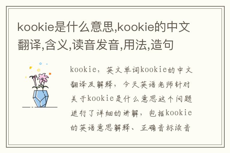 kookie是什么意思,kookie的中文翻译,含义,读音发音,用法,造句,参考例句