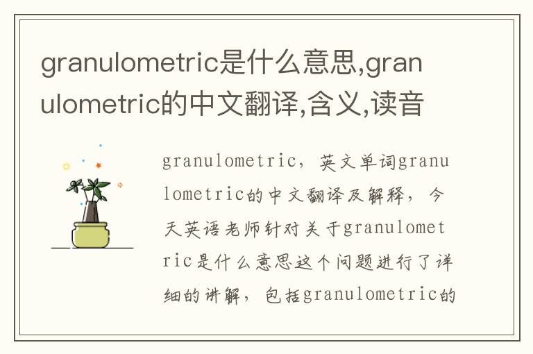 granulometric是什么意思,granulometric的中文翻译,含义,读音发音,用法,造句,参考例句