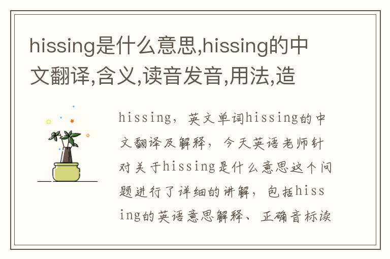 hissing是什么意思,hissing的中文翻译,含义,读音发音,用法,造句,参考例句