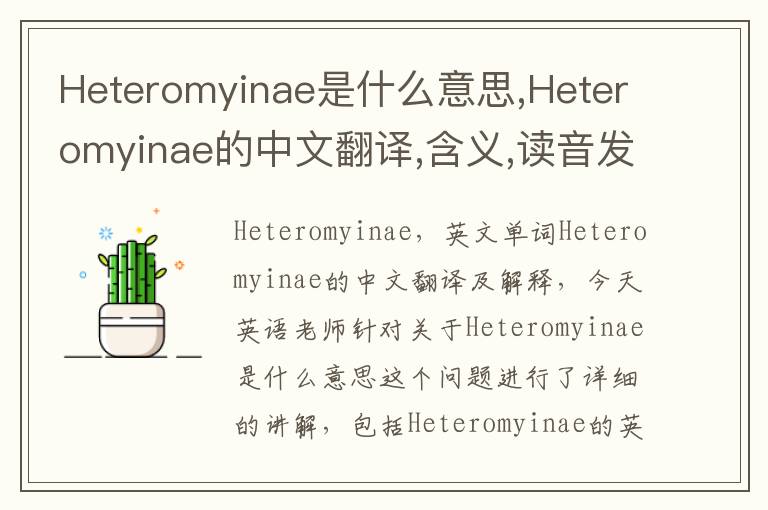 Heteromyinae是什么意思,Heteromyinae的中文翻译,含义,读音发音,用法,造句,参考例句