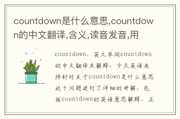 countdown是什么意思,countdown的中文翻译,含义,读音发音,用法,造句,参考例句