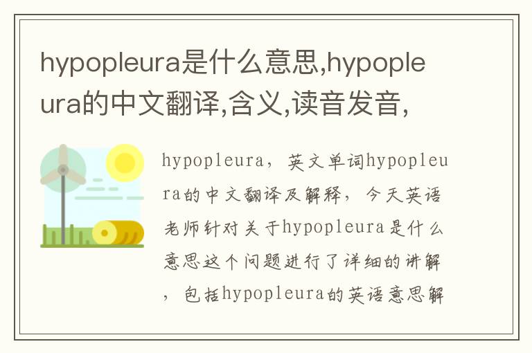 hypopleura是什么意思,hypopleura的中文翻译,含义,读音发音,用法,造句,参考例句