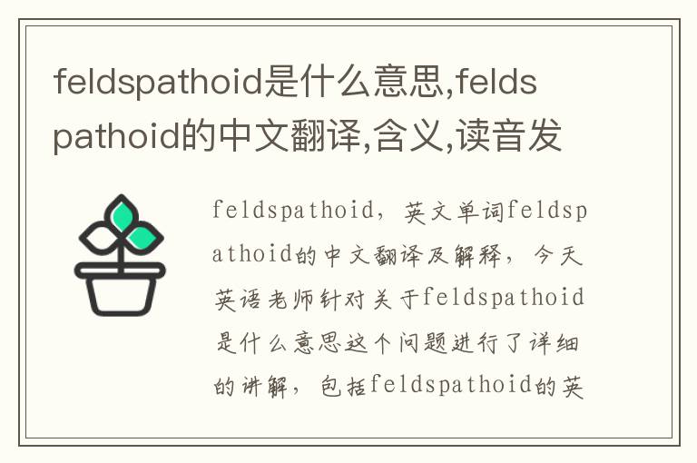 feldspathoid是什么意思,feldspathoid的中文翻译,含义,读音发音,用法,造句,参考例句