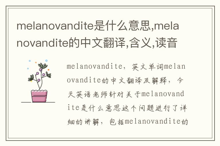 melanovandite是什么意思,melanovandite的中文翻译,含义,读音发音,用法,造句,参考例句