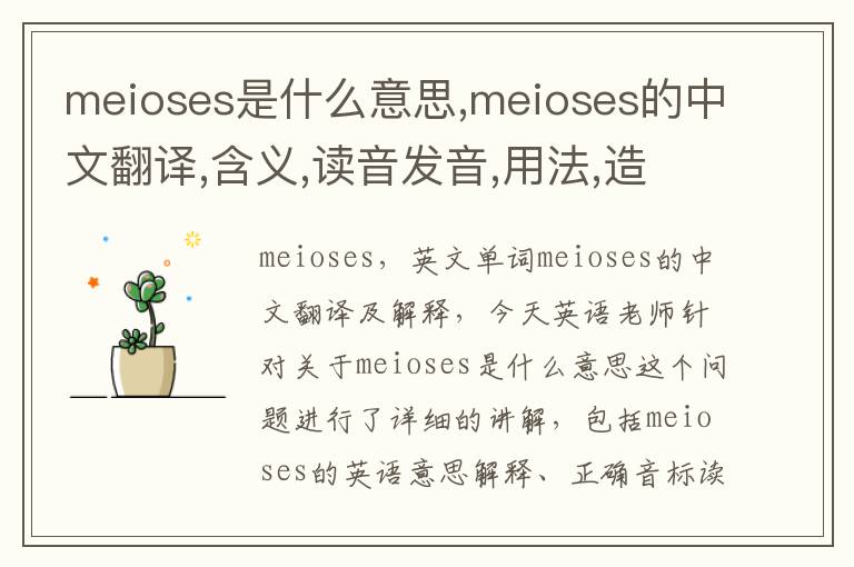 meioses是什么意思,meioses的中文翻译,含义,读音发音,用法,造句,参考例句