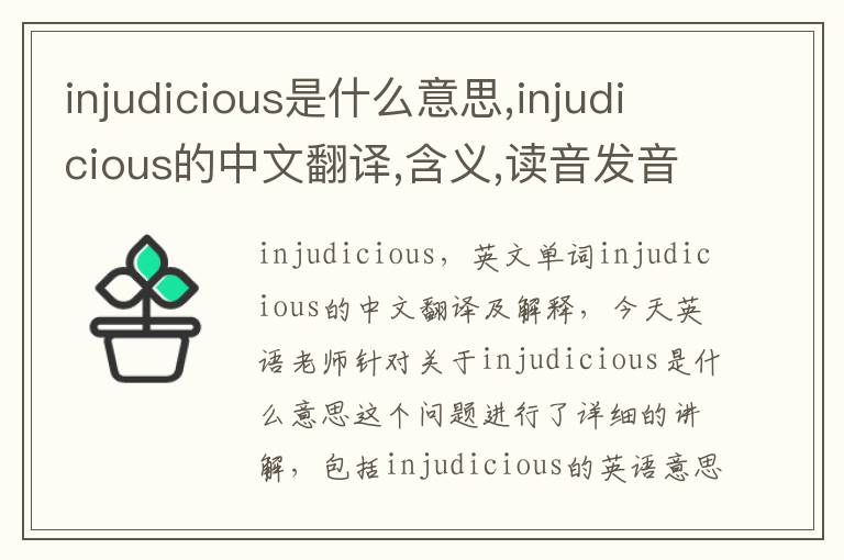 injudicious是什么意思,injudicious的中文翻译,含义,读音发音,用法,造句,参考例句