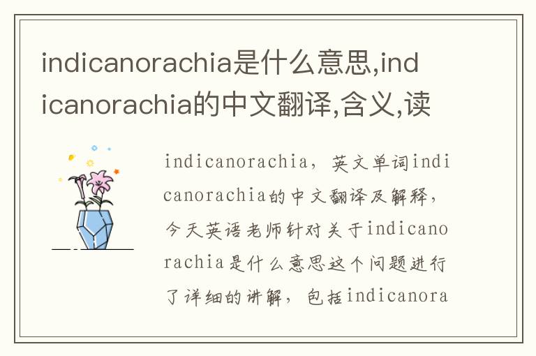 indicanorachia是什么意思,indicanorachia的中文翻译,含义,读音发音,用法,造句,参考例句