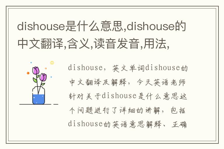 dishouse是什么意思,dishouse的中文翻译,含义,读音发音,用法,造句,参考例句