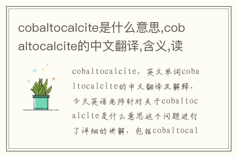 cobaltocalcite是什么意思,cobaltocalcite的中文翻译,含义,读音发音,用法,造句,参考例句