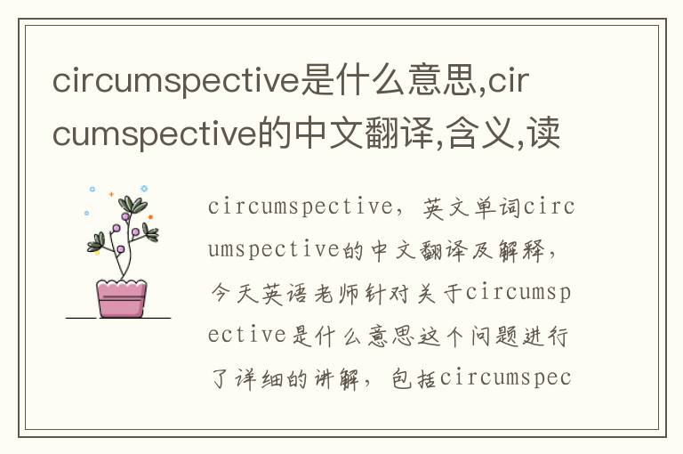 circumspective是什么意思,circumspective的中文翻译,含义,读音发音,用法,造句,参考例句