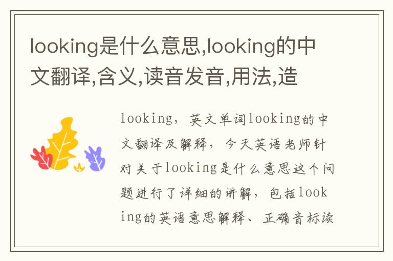 looking是什么意思,looking的中文翻译,含义,读音发音,用法,造句,参考例句