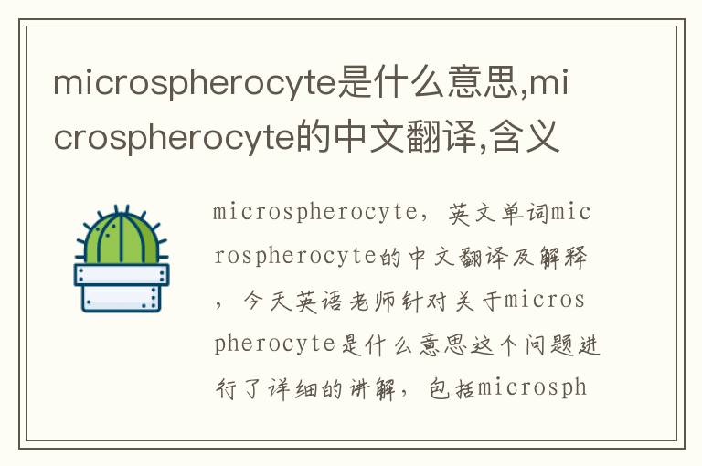 microspherocyte是什么意思,microspherocyte的中文翻译,含义,读音发音,用法,造句,参考例句