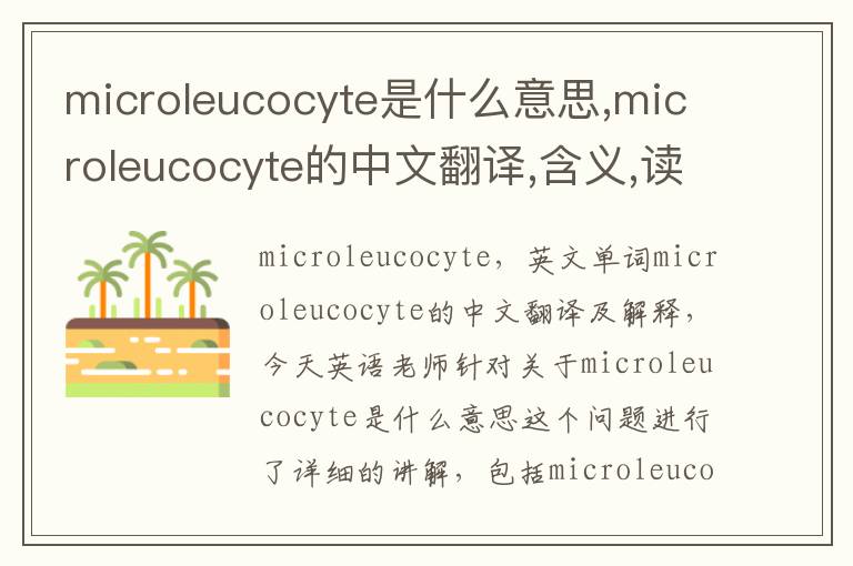 microleucocyte是什么意思,microleucocyte的中文翻译,含义,读音发音,用法,造句,参考例句