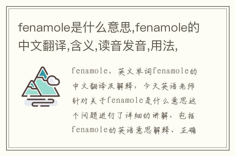 fenamole是什么意思,fenamole的中文翻译,含义,读音发音,用法,造句,参考例句