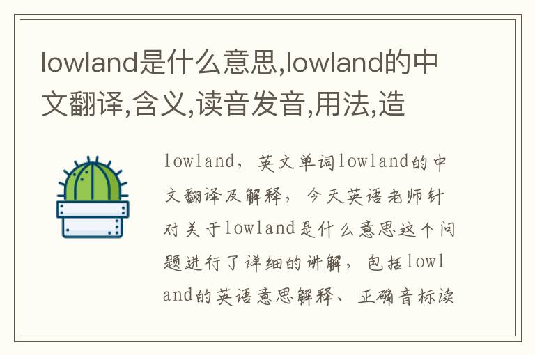 lowland是什么意思,lowland的中文翻译,含义,读音发音,用法,造句,参考例句