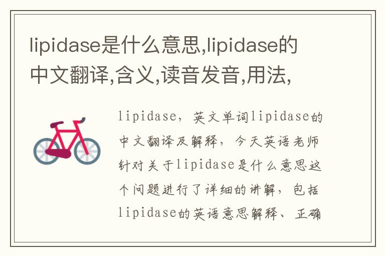 lipidase是什么意思,lipidase的中文翻译,含义,读音发音,用法,造句,参考例句