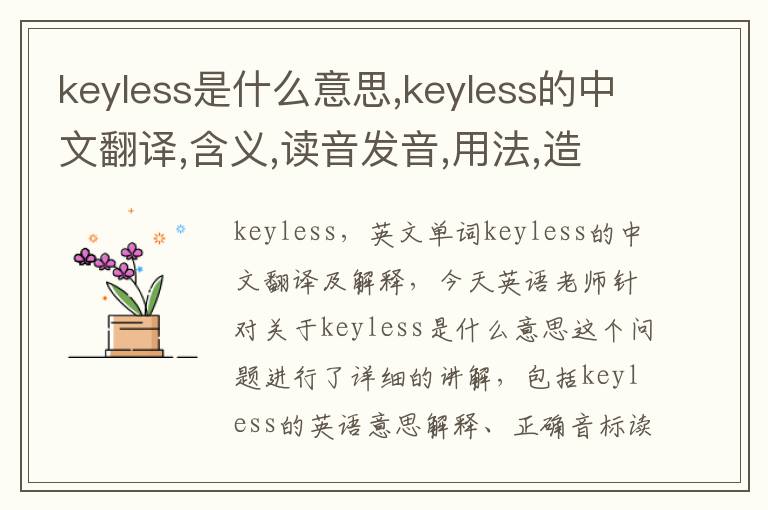 keyless是什么意思,keyless的中文翻译,含义,读音发音,用法,造句,参考例句