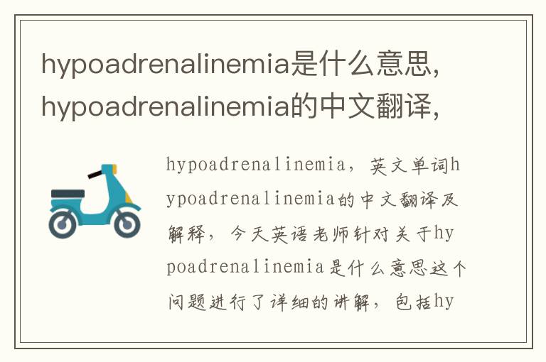 hypoadrenalinemia是什么意思,hypoadrenalinemia的中文翻译,含义,读音发音,用法,造句,参考例句