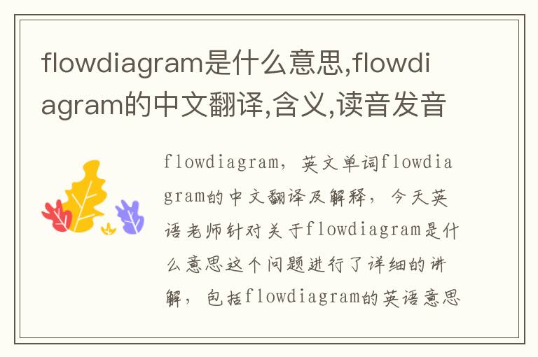 flowdiagram是什么意思,flowdiagram的中文翻译,含义,读音发音,用法,造句,参考例句