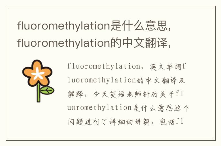 fluoromethylation是什么意思,fluoromethylation的中文翻译,含义,读音发音,用法,造句,参考例句