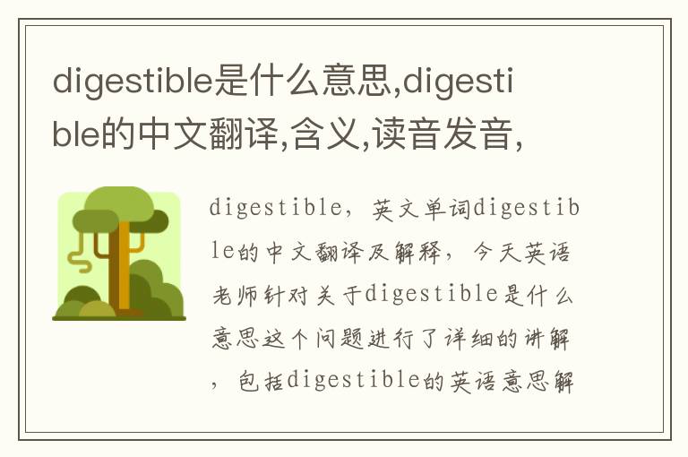 digestible是什么意思,digestible的中文翻译,含义,读音发音,用法,造句,参考例句