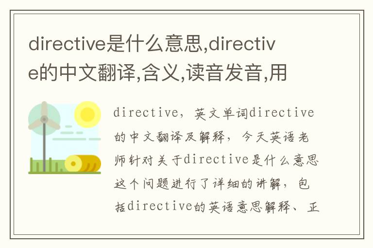 directive是什么意思,directive的中文翻译,含义,读音发音,用法,造句,参考例句