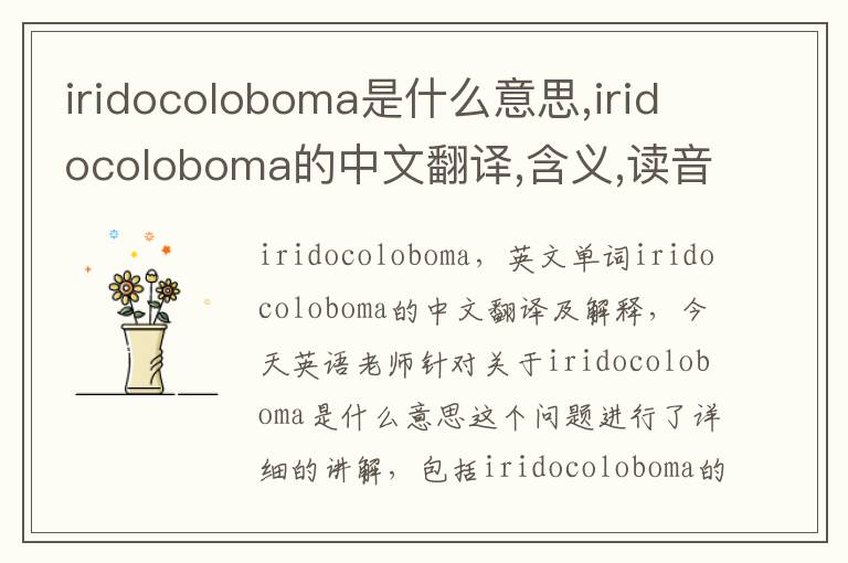 iridocoloboma是什么意思,iridocoloboma的中文翻译,含义,读音发音,用法,造句,参考例句