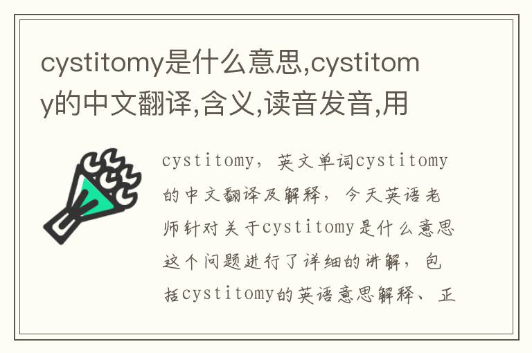 cystitomy是什么意思,cystitomy的中文翻译,含义,读音发音,用法,造句,参考例句