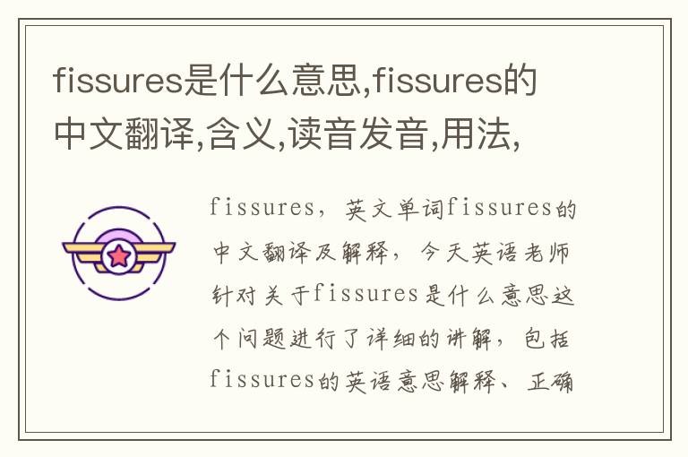 fissures是什么意思,fissures的中文翻译,含义,读音发音,用法,造句,参考例句