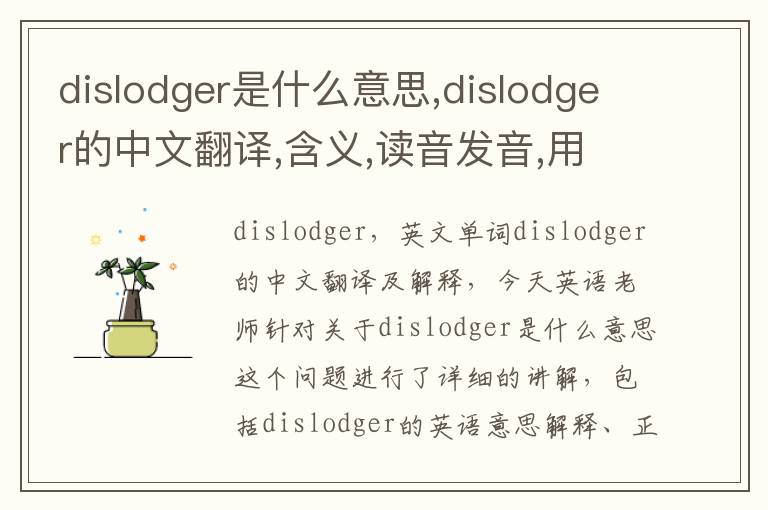 dislodger是什么意思,dislodger的中文翻译,含义,读音发音,用法,造句,参考例句