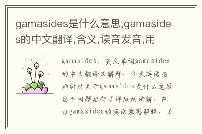 gamasides是什么意思,gamasides的中文翻译,含义,读音发音,用法,造句,参考例句