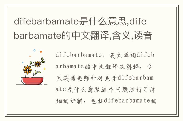 difebarbamate是什么意思,difebarbamate的中文翻译,含义,读音发音,用法,造句,参考例句