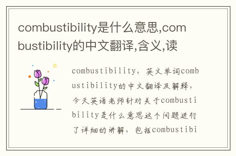 combustibility是什么意思,combustibility的中文翻译,含义,读音发音,用法,造句,参考例句