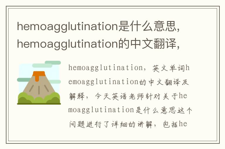 hemoagglutination是什么意思,hemoagglutination的中文翻译,含义,读音发音,用法,造句,参考例句