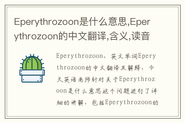 Eperythrozoon是什么意思,Eperythrozoon的中文翻译,含义,读音发音,用法,造句,参考例句