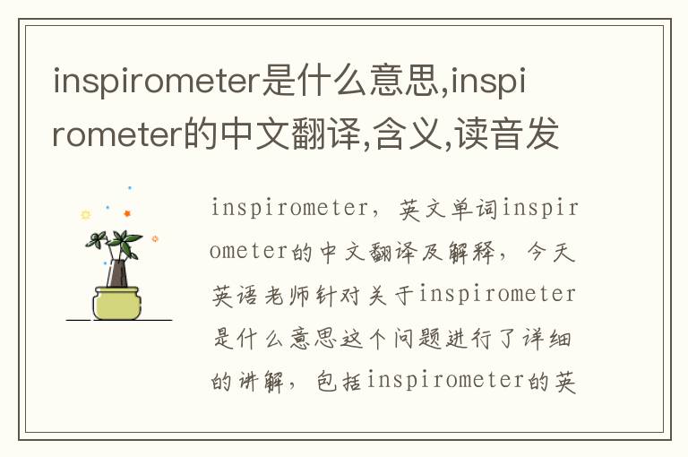 inspirometer是什么意思,inspirometer的中文翻译,含义,读音发音,用法,造句,参考例句