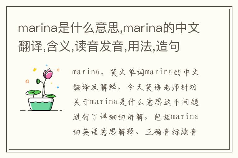 marina是什么意思,marina的中文翻译,含义,读音发音,用法,造句,参考例句