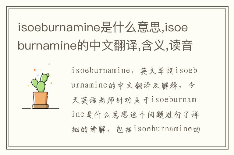 isoeburnamine是什么意思,isoeburnamine的中文翻译,含义,读音发音,用法,造句,参考例句