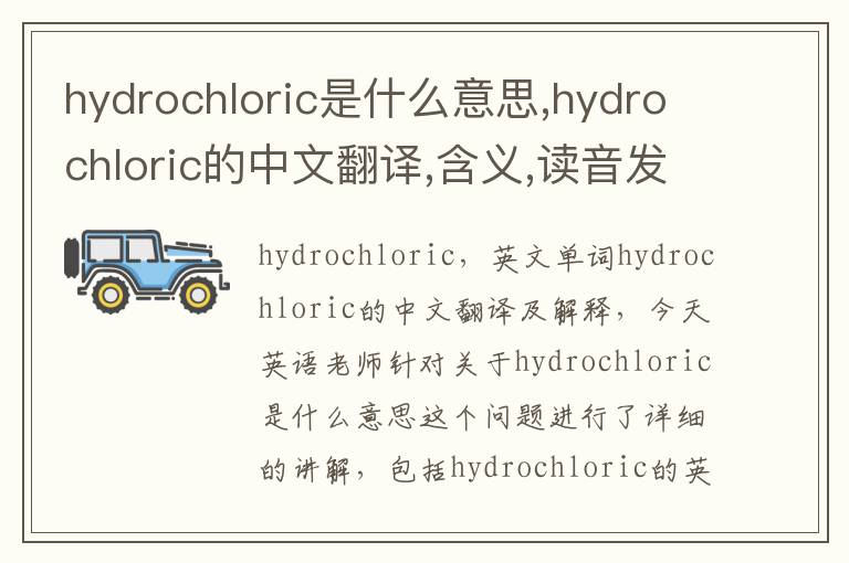 hydrochloric是什么意思,hydrochloric的中文翻译,含义,读音发音,用法,造句,参考例句