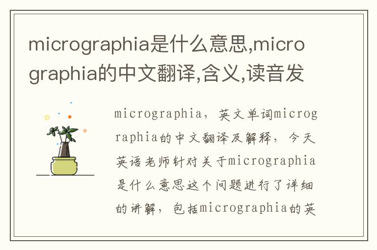 micrographia是什么意思,micrographia的中文翻译,含义,读音发音,用法,造句,参考例句