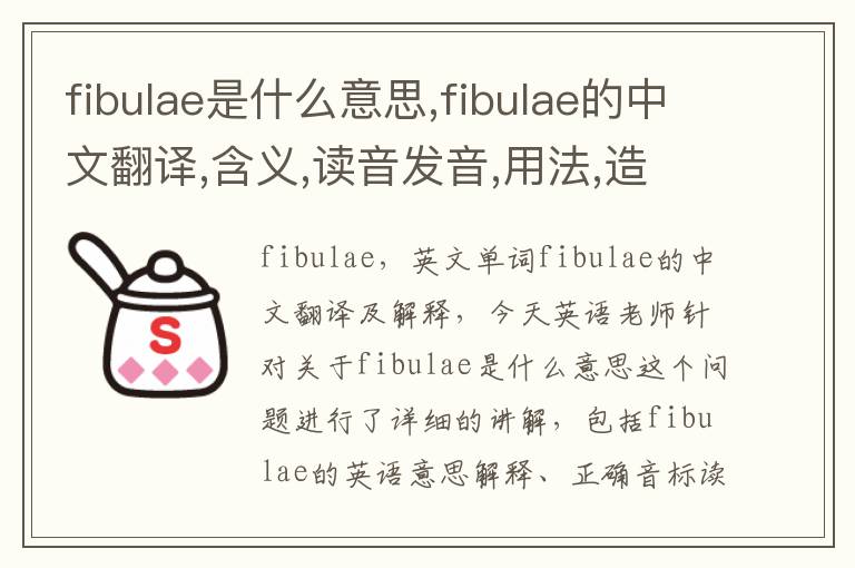 fibulae是什么意思,fibulae的中文翻译,含义,读音发音,用法,造句,参考例句