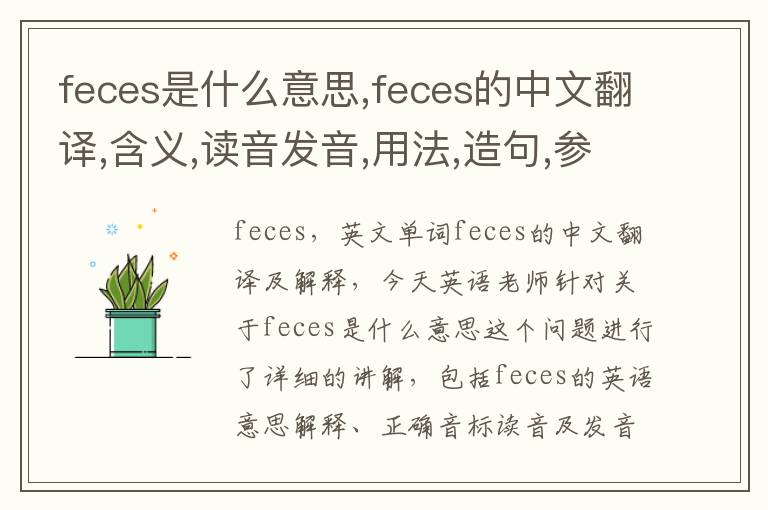 feces是什么意思,feces的中文翻译,含义,读音发音,用法,造句,参考例句