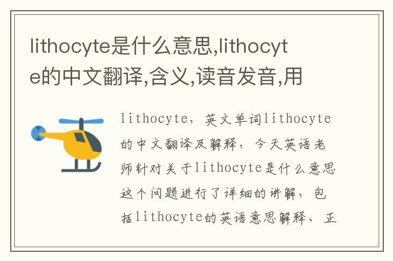 lithocyte是什么意思,lithocyte的中文翻译,含义,读音发音,用法,造句,参考例句